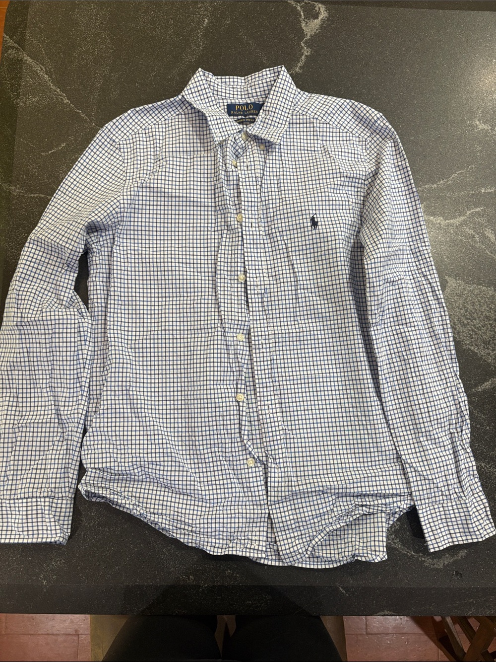 Polo by Ralph Lauren White and Blue Checked Long Sleeve Shirt